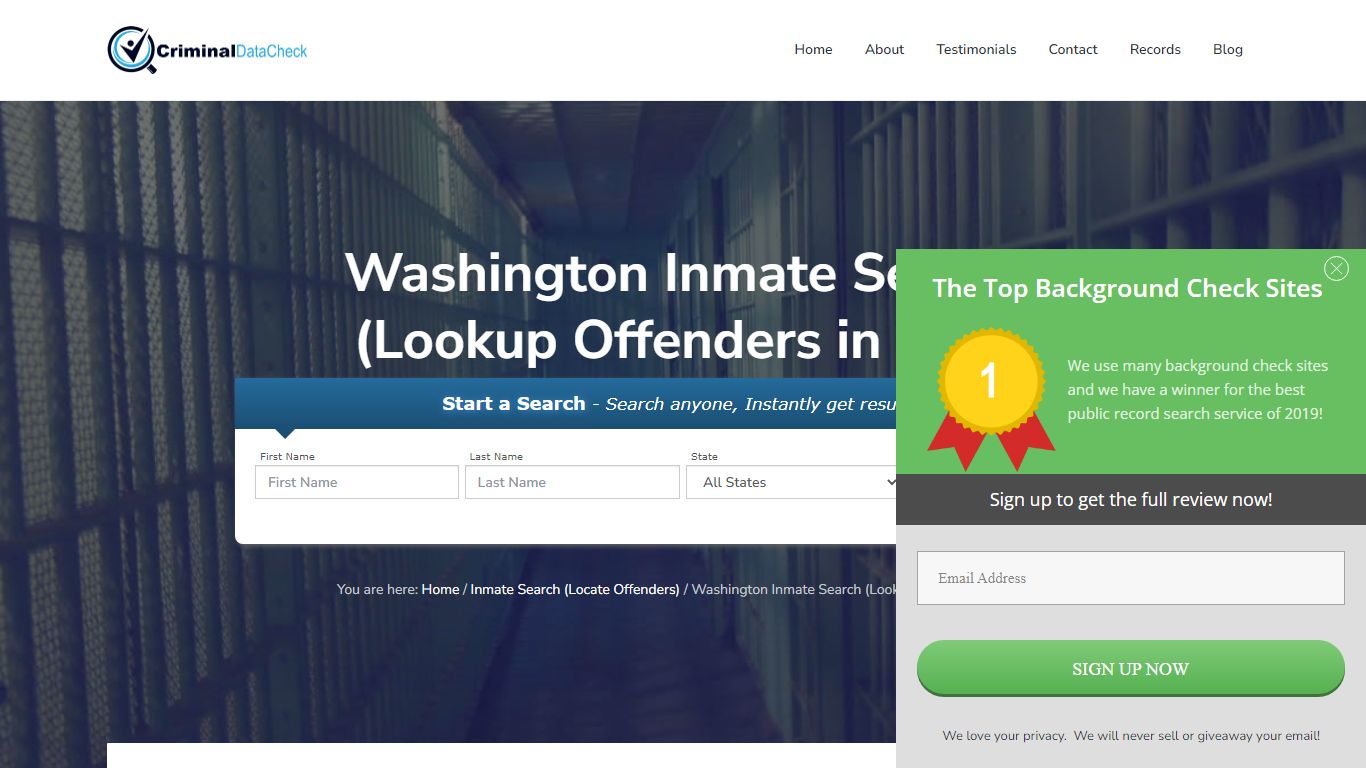 Washington Inmate Search (Lookup Offenders in WA) - Criminal Data Check